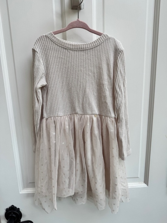 Cat & Jack Other - Cat & Jack Girls XS 4 5 Cream Knit Top with Polka Dot Tulle Long Sleeve Dress